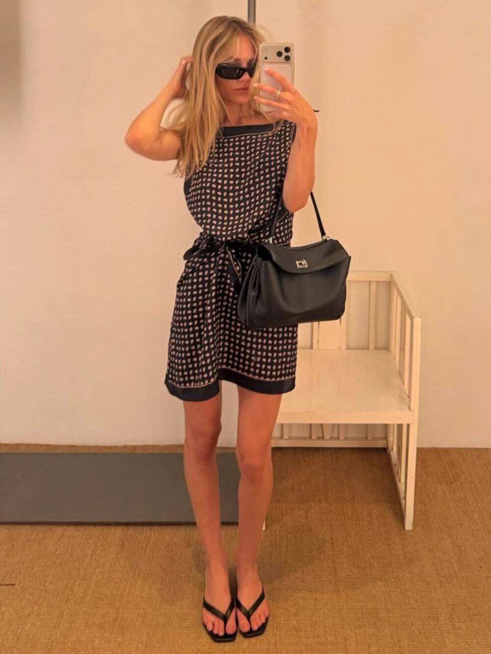 Doen Millane Silk Scarf Tie Sleeveless Mini Dress Cardinale Foulard Black